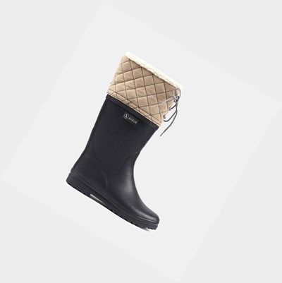 Black Women's Aigle The Fur-lined Boot Rain Boots | RWCN-74102