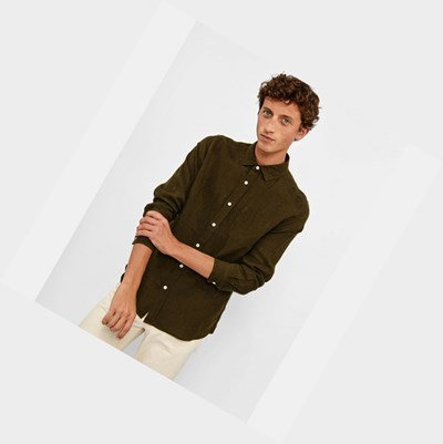 Brown Men's Aigle Lightweight Linen Shirts | XNZG-82460