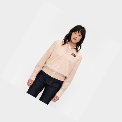 Coral Women's Aigle A Classic Collar Long Sleeves Seersucker Shirts | SRFM-37648