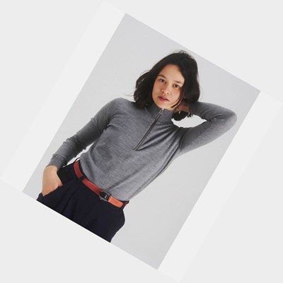 Grey Women's Aigle The Essential Stand-up-collar Jumper, Made From 100% Rws-certified Wool Jumpers | GMDV-71836