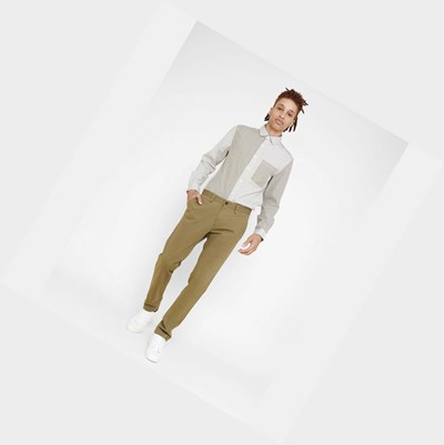 Olive Men's Aigle Cotton Chino Pants | LRKE-14509