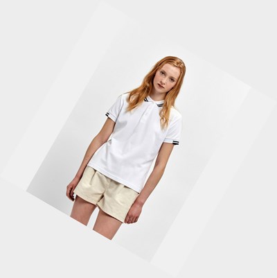 White Women's Aigle Technical Short-sleeved Polo Shirts | UPIH-10298