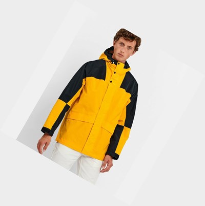 Yellow / Black Men's Aigle Waterproof Colour-block Parkas | ZYLE-61850