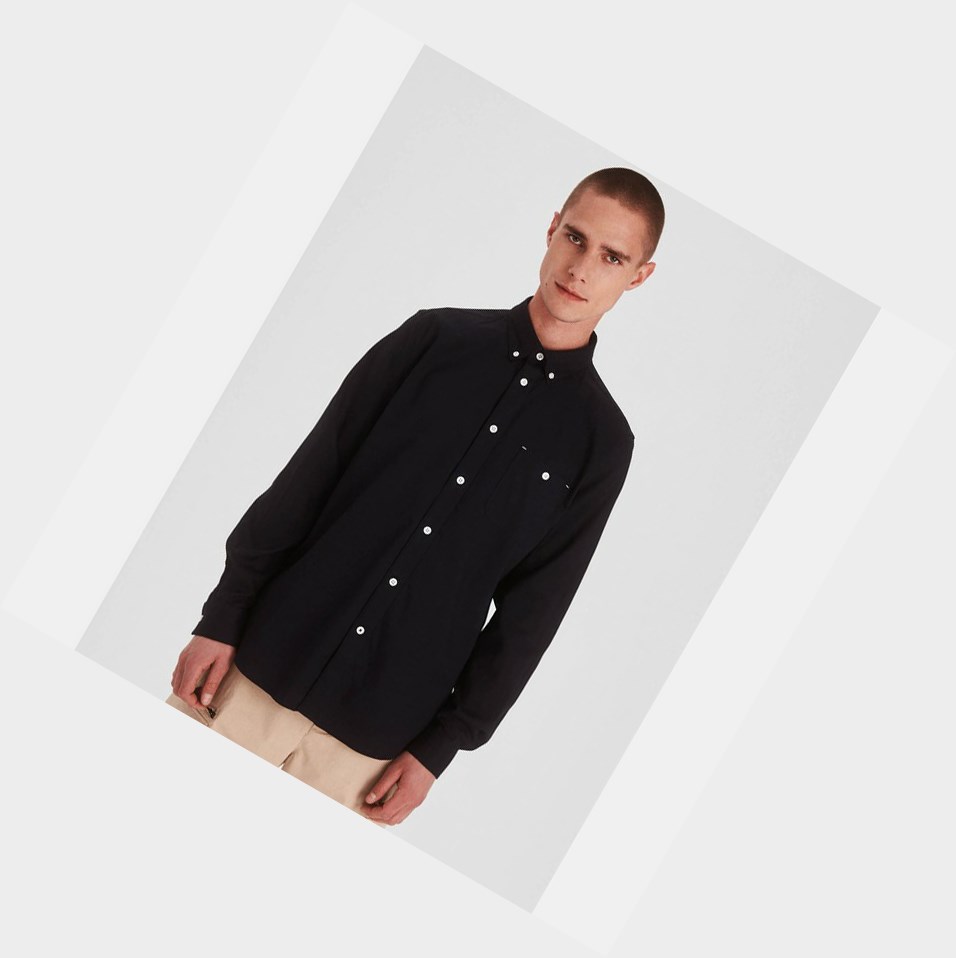 Black Men's Aigle Long-sleeved Tencel Shirts | OTFU-79413