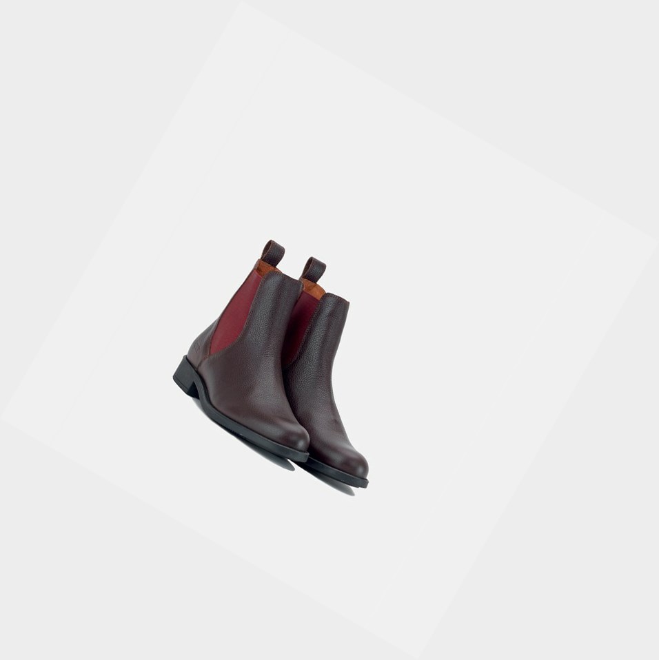 Black / Red Women's Aigle Leather Ankle Chelsea Boots | VKBY-91465