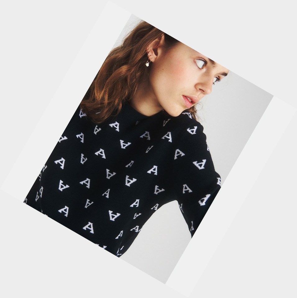 Black / White Women's Aigle Patterned Cotton Jumpers | YXSL-90832