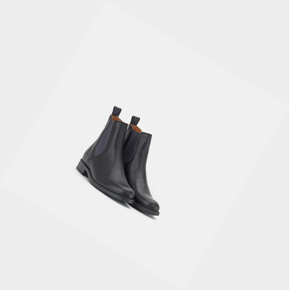 Black Women's Aigle Leather Ankle Chelsea Boots | POXT-65934