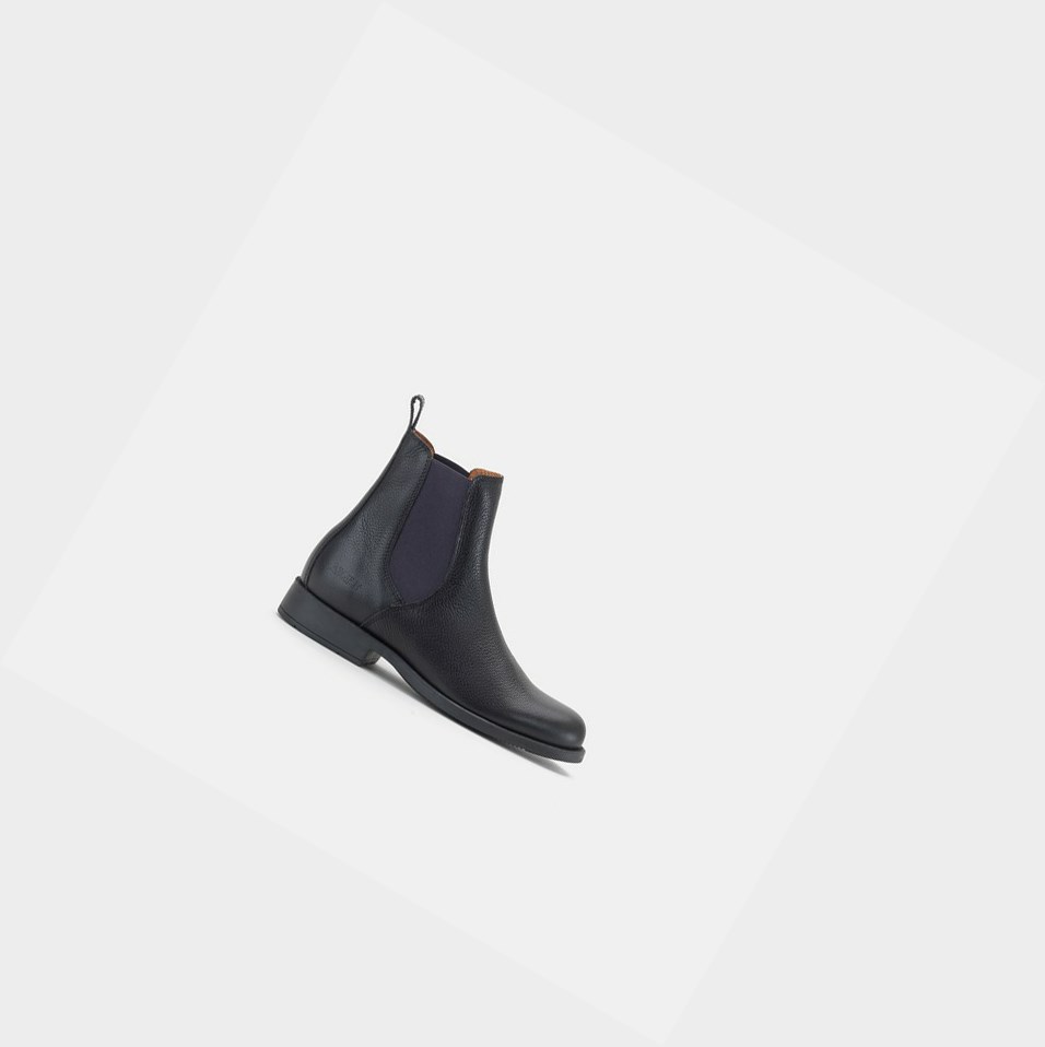 Black Women\'s Aigle Leather Ankle Chelsea Boots | POXT-65934