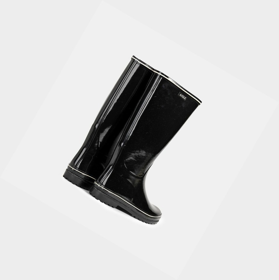 Black Women's Aigle The Classic And Feminine Patent Rain Boots | CMKU-25683