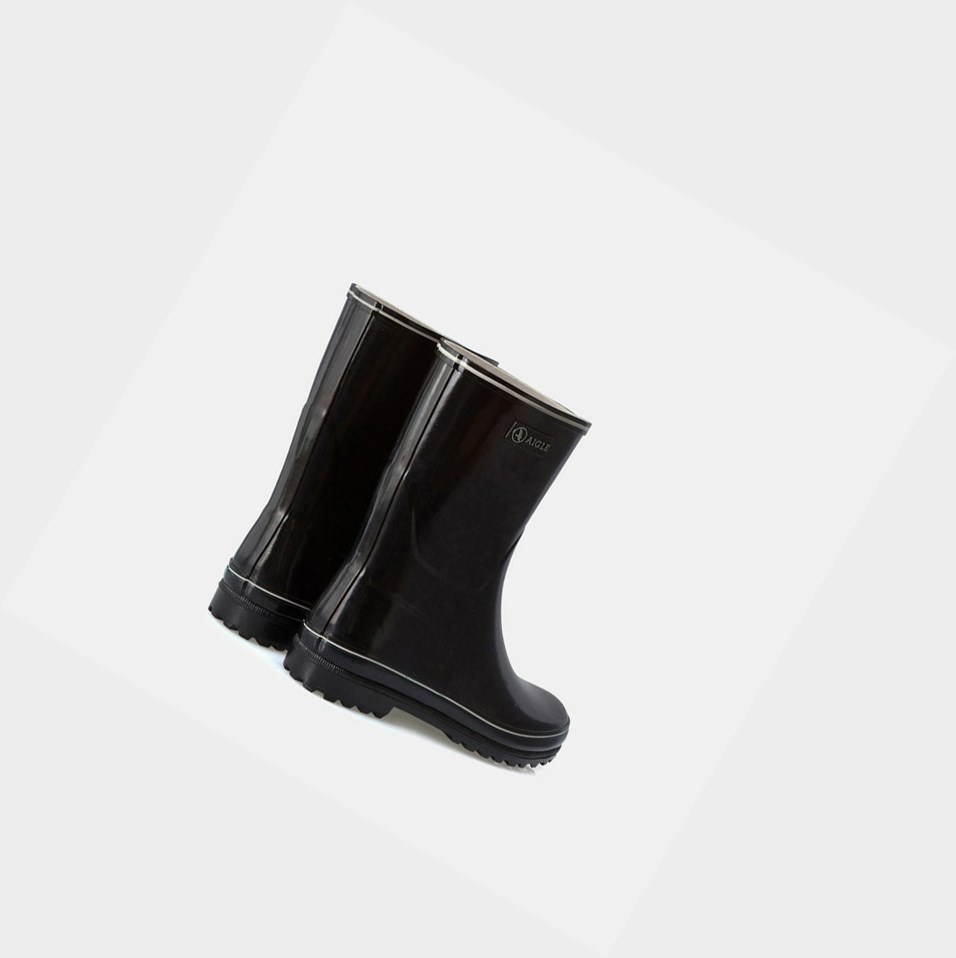 Black Women's Aigle The Classic And Feminine Patent Ankle Rain Boots | RAJI-52916