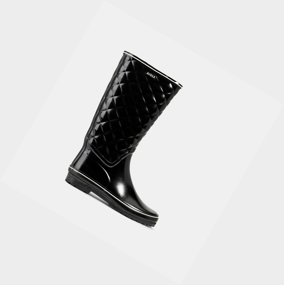 Black Women\'s Aigle The Classic And Feminine Quilted Rain Boots | UZVR-01984