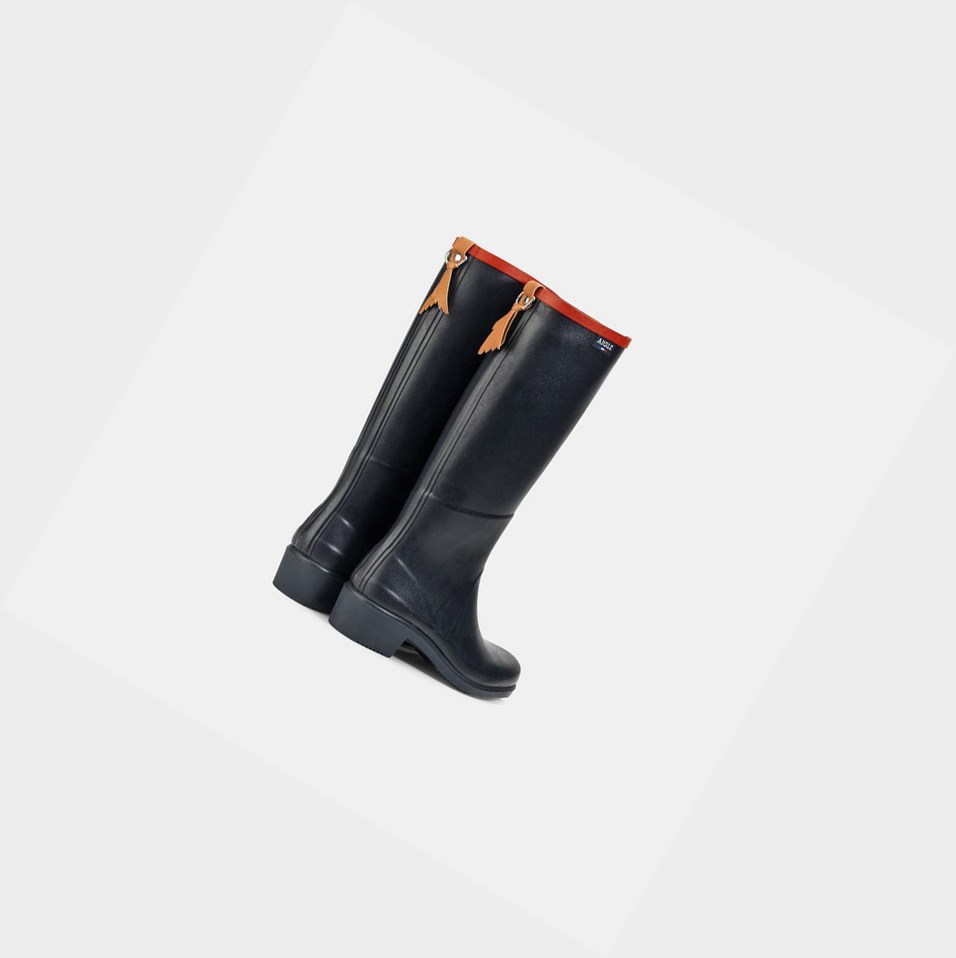 Black Women's Aigle The Heeled Rain Boots | QEYM-56920