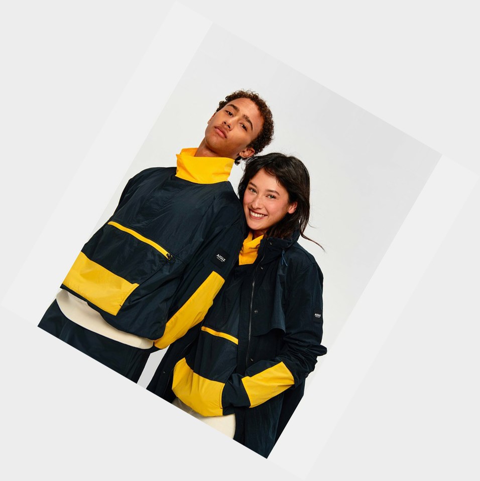 Black / Yellow Men's Aigle Lightweight Pullover Coats & Jackets | TVEB-65907