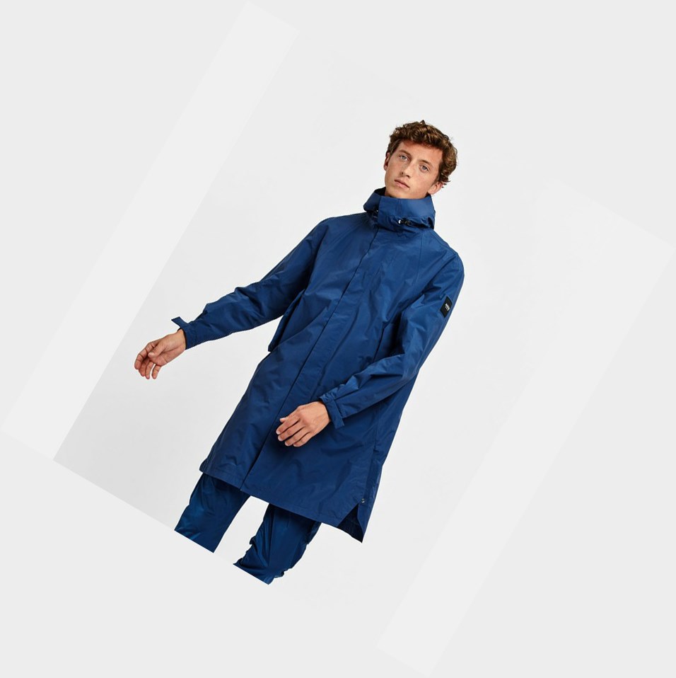 Blue Men\'s Aigle Long Waterproof And Windproof Coats & Jackets | ZTNR-59872