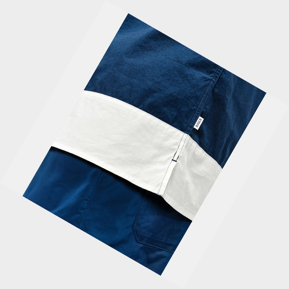 Blue Men's Aigle Nautical-sleeved Shirts | ZASM-68235