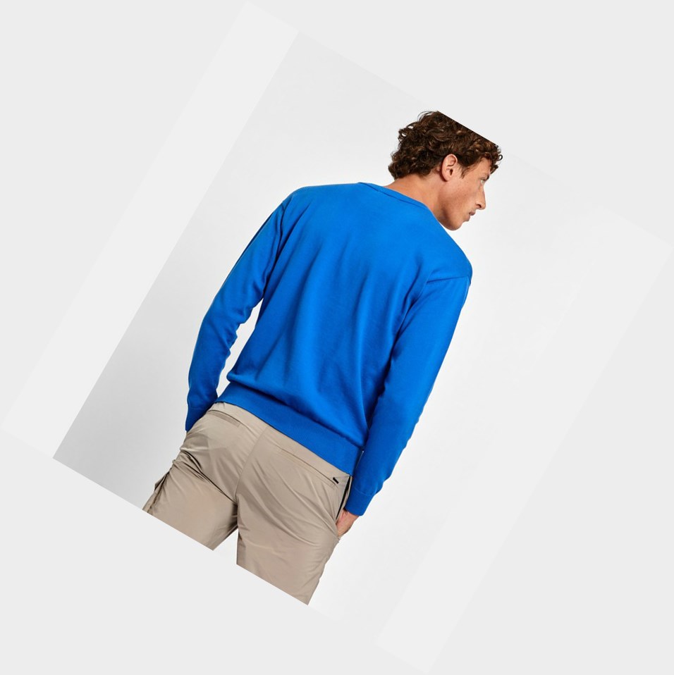 Blue Men's Aigle Organic Coton Crew-neck Sweatshirts | RINK-47239