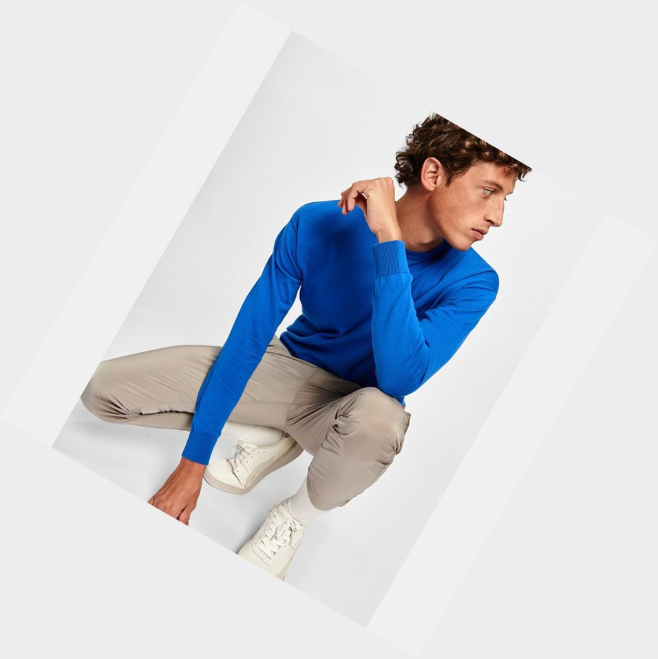 Blue Men's Aigle Organic Coton Crew-neck Sweatshirts | RINK-47239