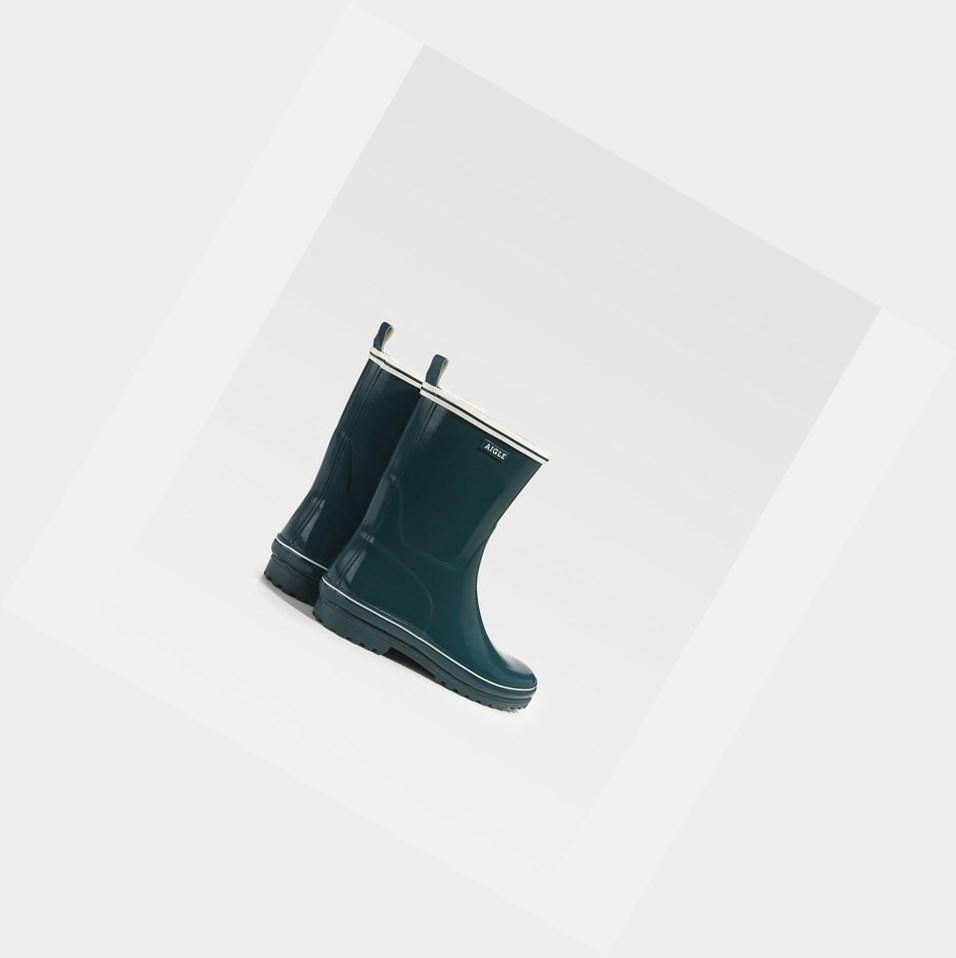 Blue Women's Aigle The Classic And Feminine Patent Ankle Rain Boots | NSDL-15842