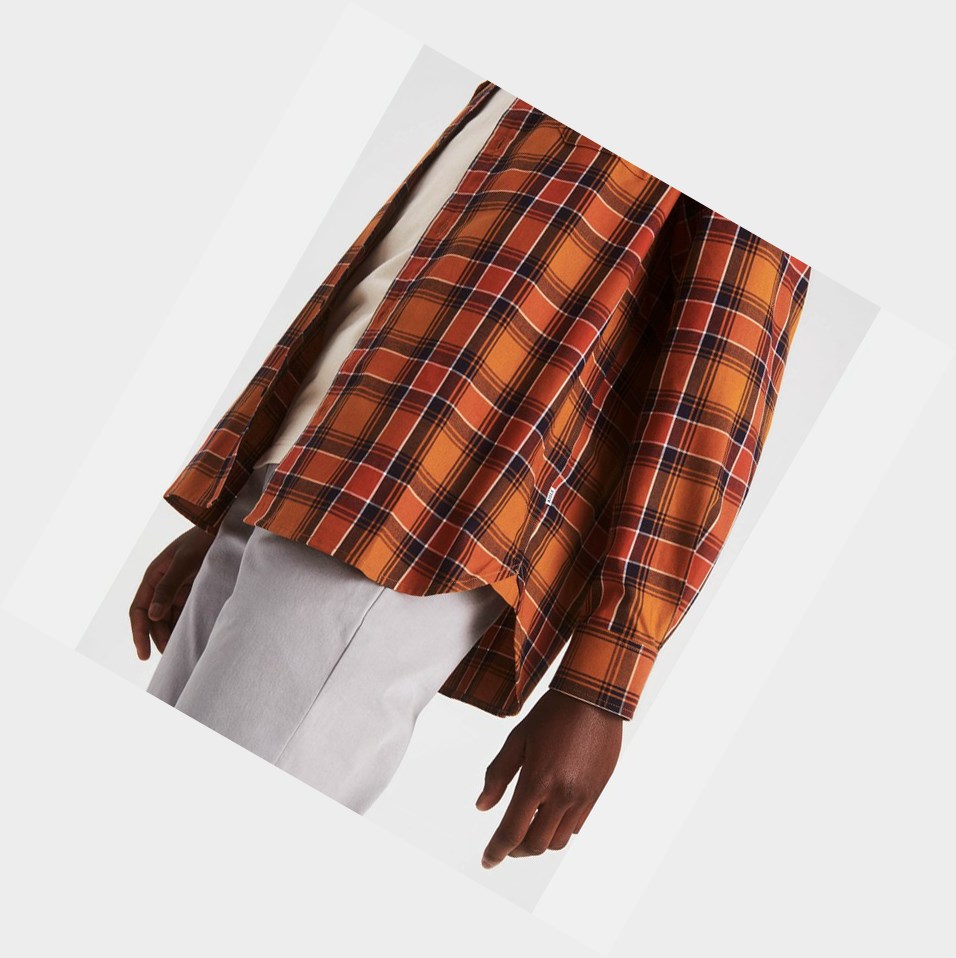 Brown Men's Aigle The Double-pocket Check Shirts | XRAC-32569