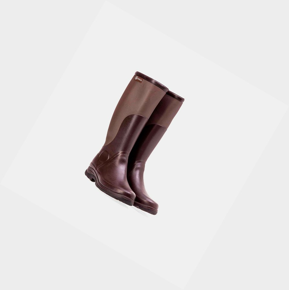 Burgundy Men's Aigle Rubber Leisure Boots Garden Boots | VZYG-81572