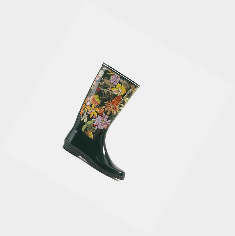 Flower / Black Women\'s Aigle The Modern And Feminine Printed Seaside Boots | KPRS-64905