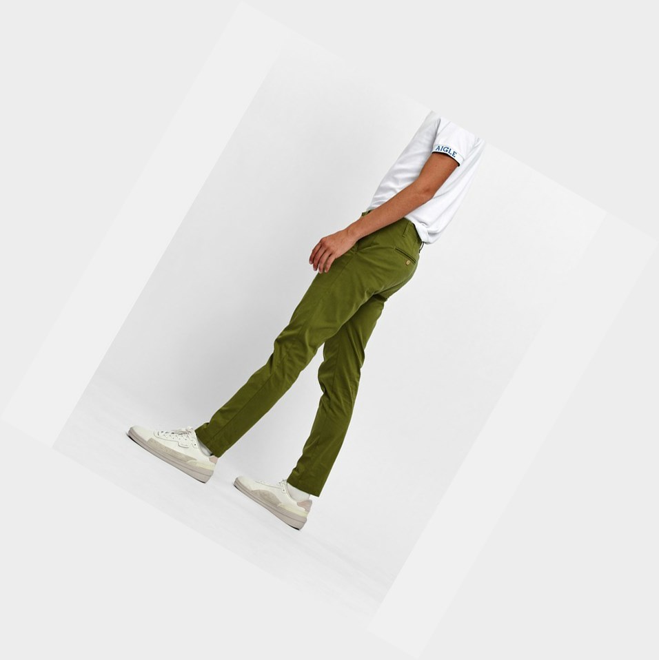 Green Men's Aigle Cotton Chino Pants | BUMS-90265