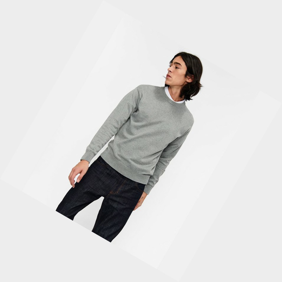 Grey Men's Aigle Organic Coton Crew-neck Sweatshirts | LMYS-14752