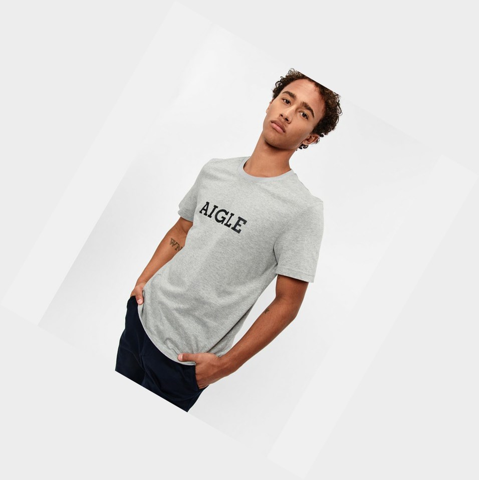 Grey Men's Aigle Technical T Shirts | GPTN-75482