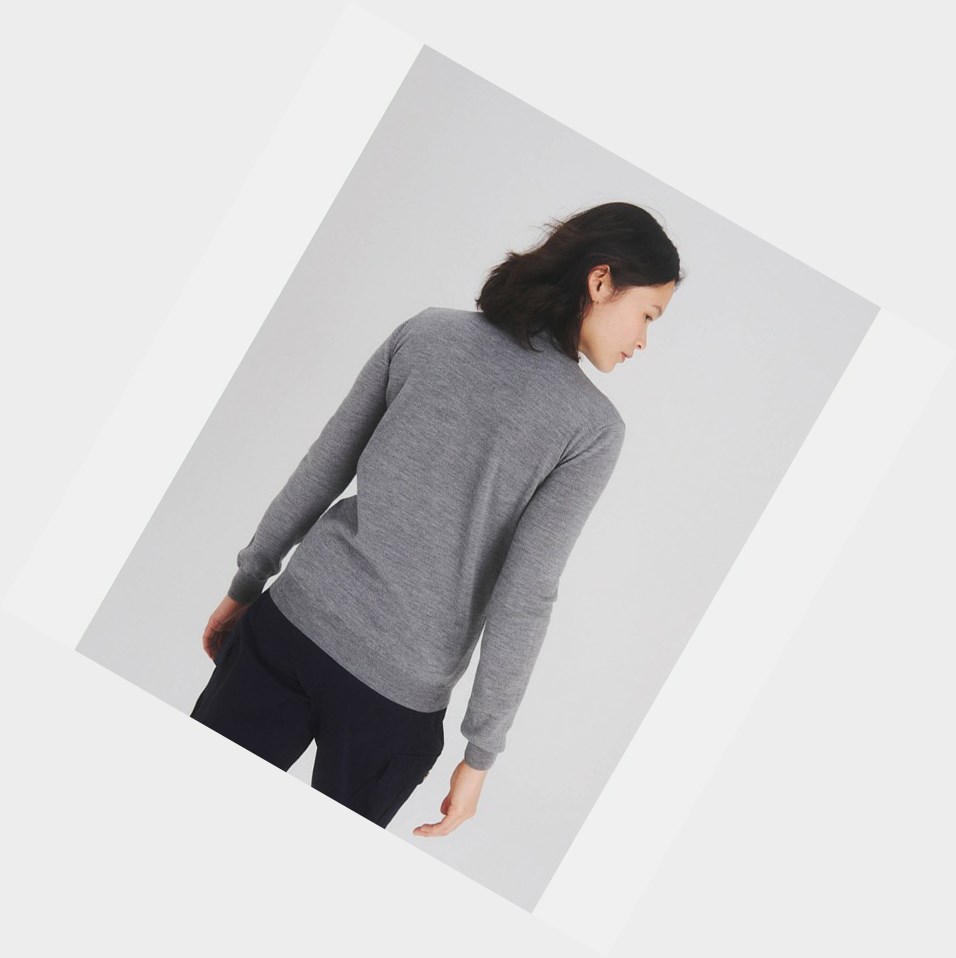 Grey Women's Aigle The Essential Stand-up-collar Jumper, Made From 100% Rws-certified Wool Jumpers | GMDV-71836