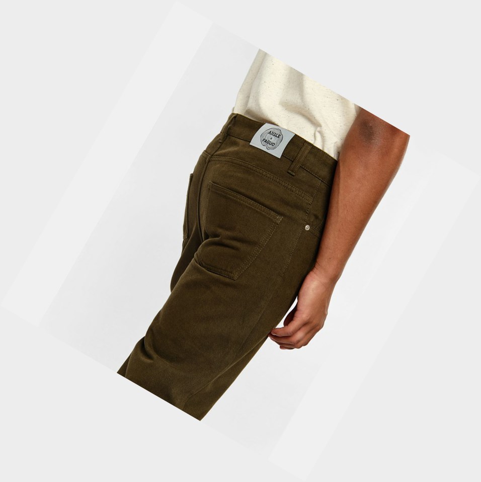 Khaki Men's Aigle Recycled Cotton X Faguo Pants | FCOM-81635