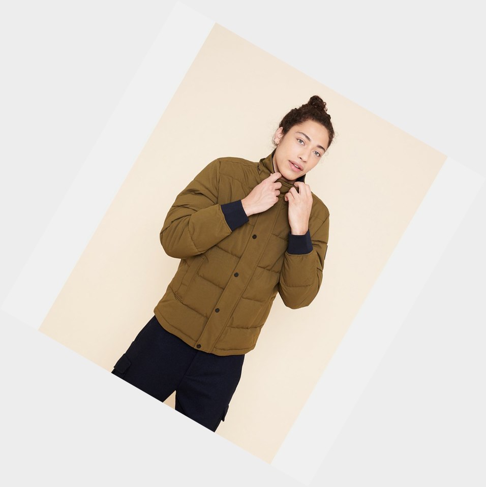 Khaki Men's Aigle The Warm, Water-repellent Quilted Coats & Jackets | GNQP-74259