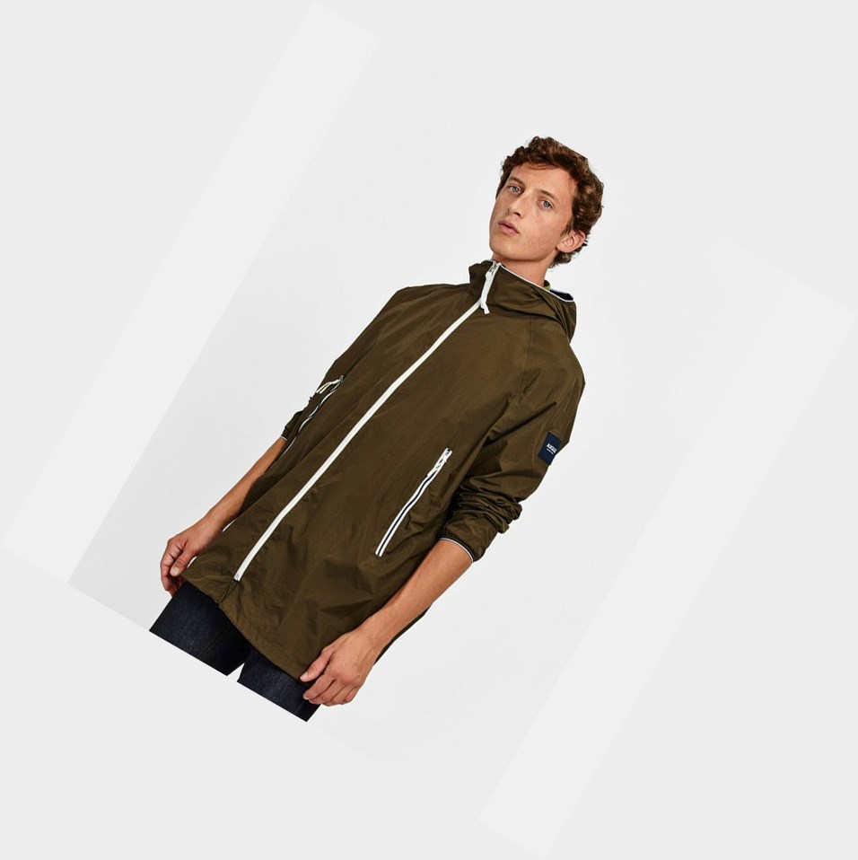 Khaki Men's Aigle Waterproof & Packable Oversized Coats & Jackets | SVEI-26170