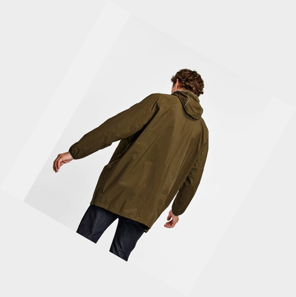 Khaki Men's Aigle Waterproof & Packable Oversized Coats & Jackets | SVEI-26170