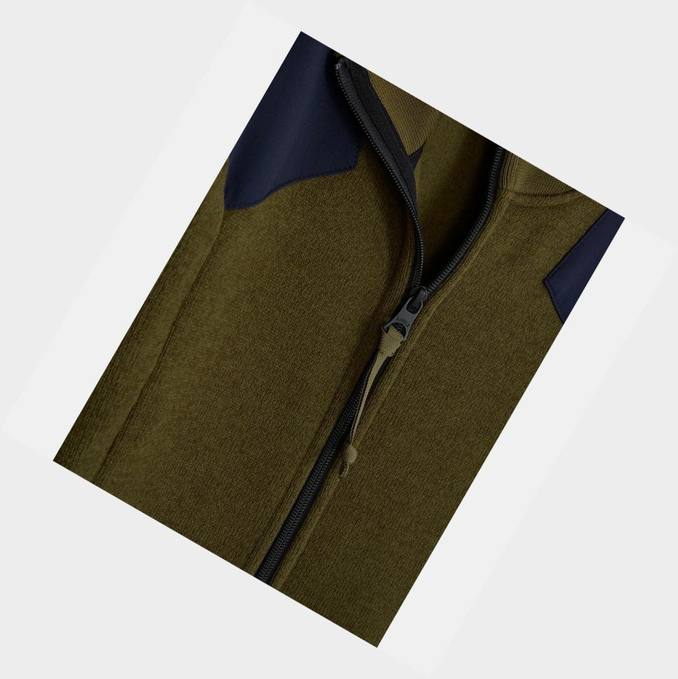 Khaki / Navy Men's Aigle Sheepskin Fleece Jackets | JDPS-37859