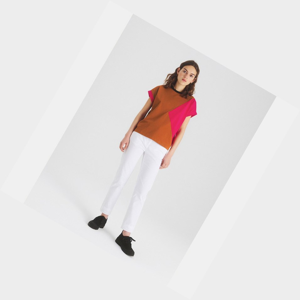 Khaki / Red Women's Aigle Technical Crew-neck T Shirts | YICH-36549