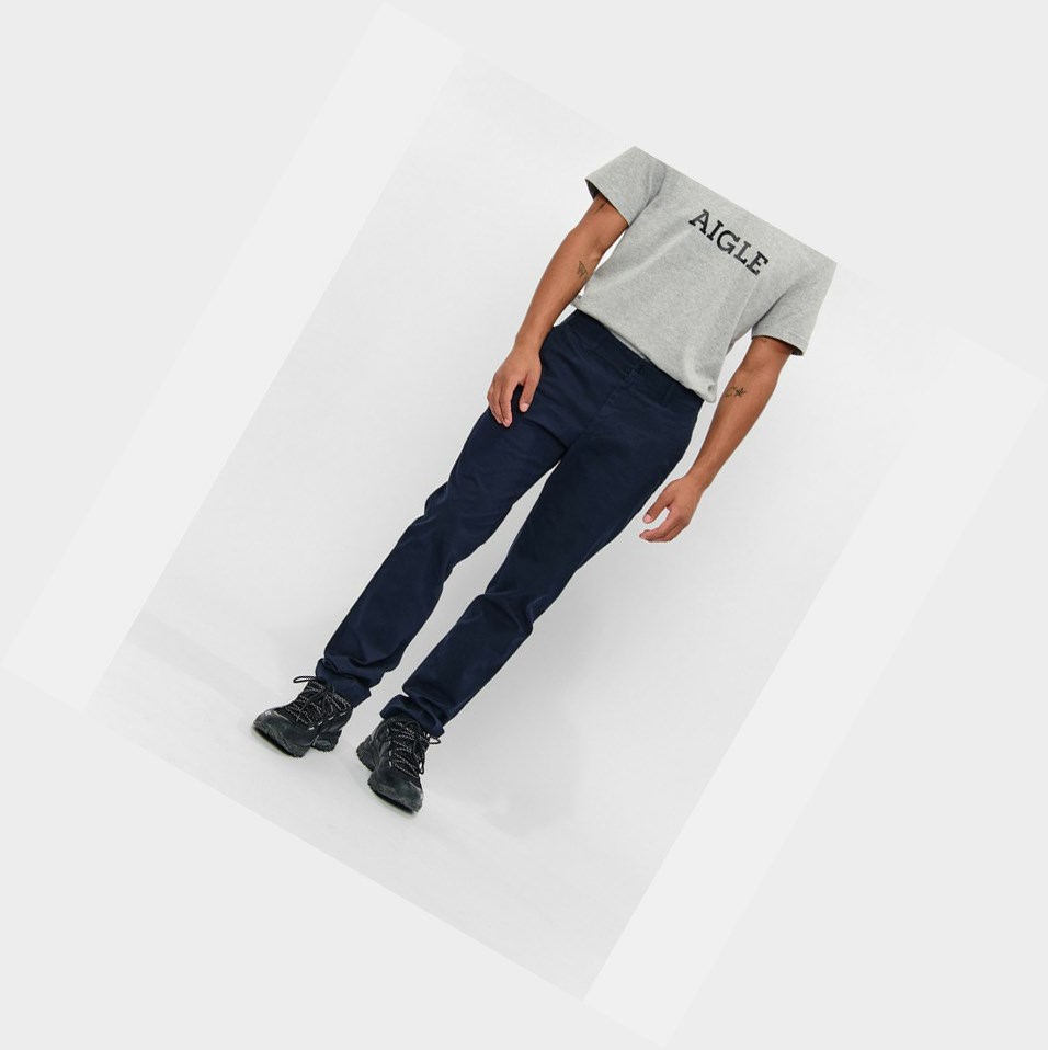 Navy Men's Aigle Cotton Chino Pants | WXEA-56820