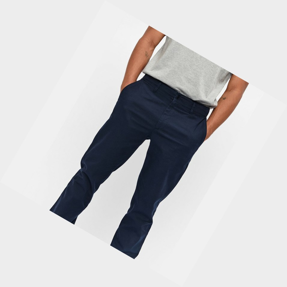 Navy Men's Aigle Cotton Chino Pants | WXEA-56820