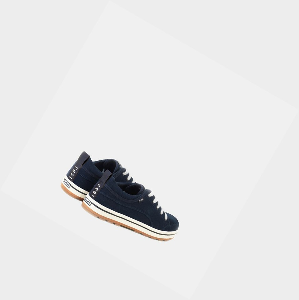 Navy Men's Aigle Lightweight Canvas Trainers Sneakers | MEVD-62391