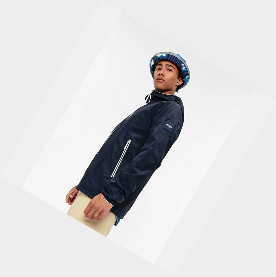 Navy Men's Aigle The Waterproof And Breathable Packable Coats & Jackets | POVU-19362