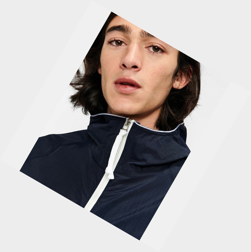 Navy Men's Aigle Waterproof & Packable Oversized Coats & Jackets | CAXR-09174