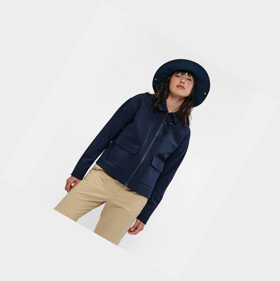 Navy Women\'s Aigle Mid-season Water-repellent Fleece Jackets | NUQP-61587