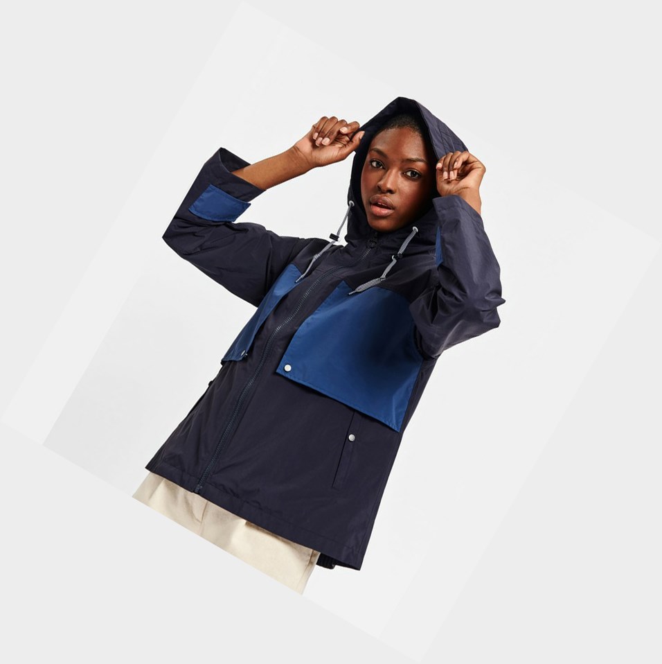 Navy Women's Aigle Short Waterproof & Windproof Coats & Jackets | POBY-69801