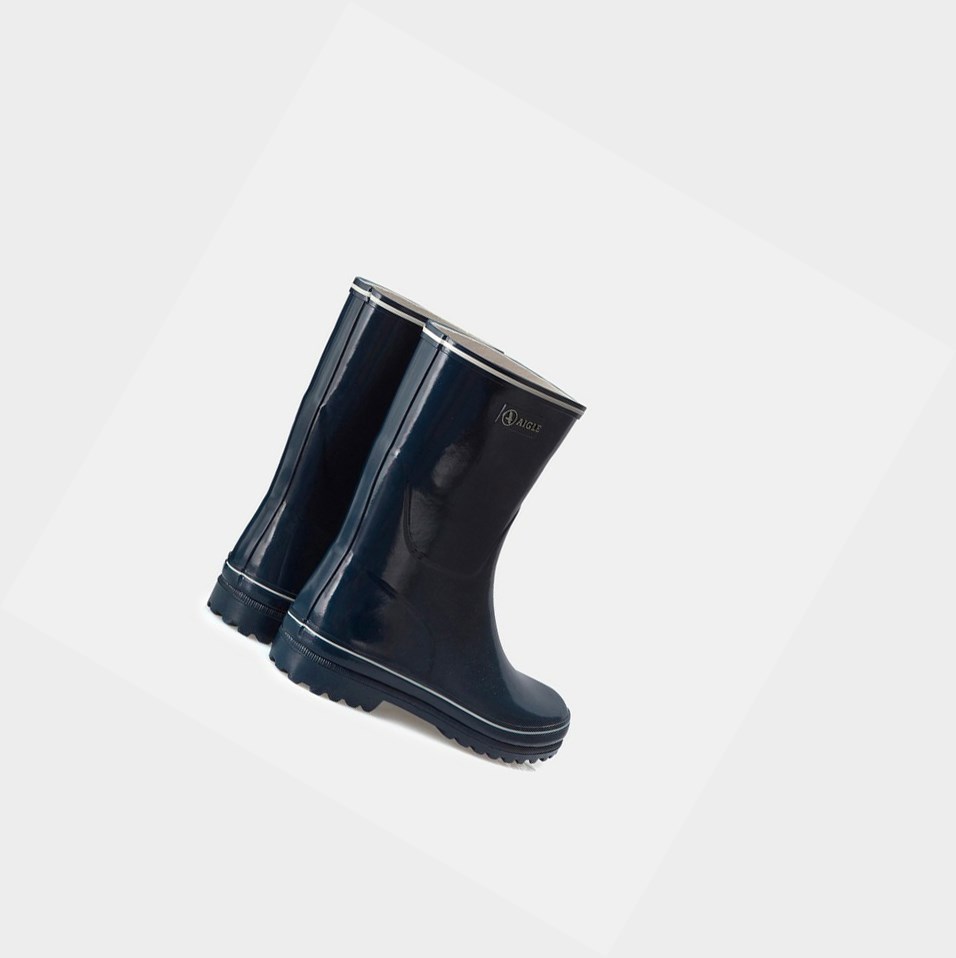 Navy Women's Aigle The Classic And Feminine Patent Ankle Rain Boots | YIFD-76401