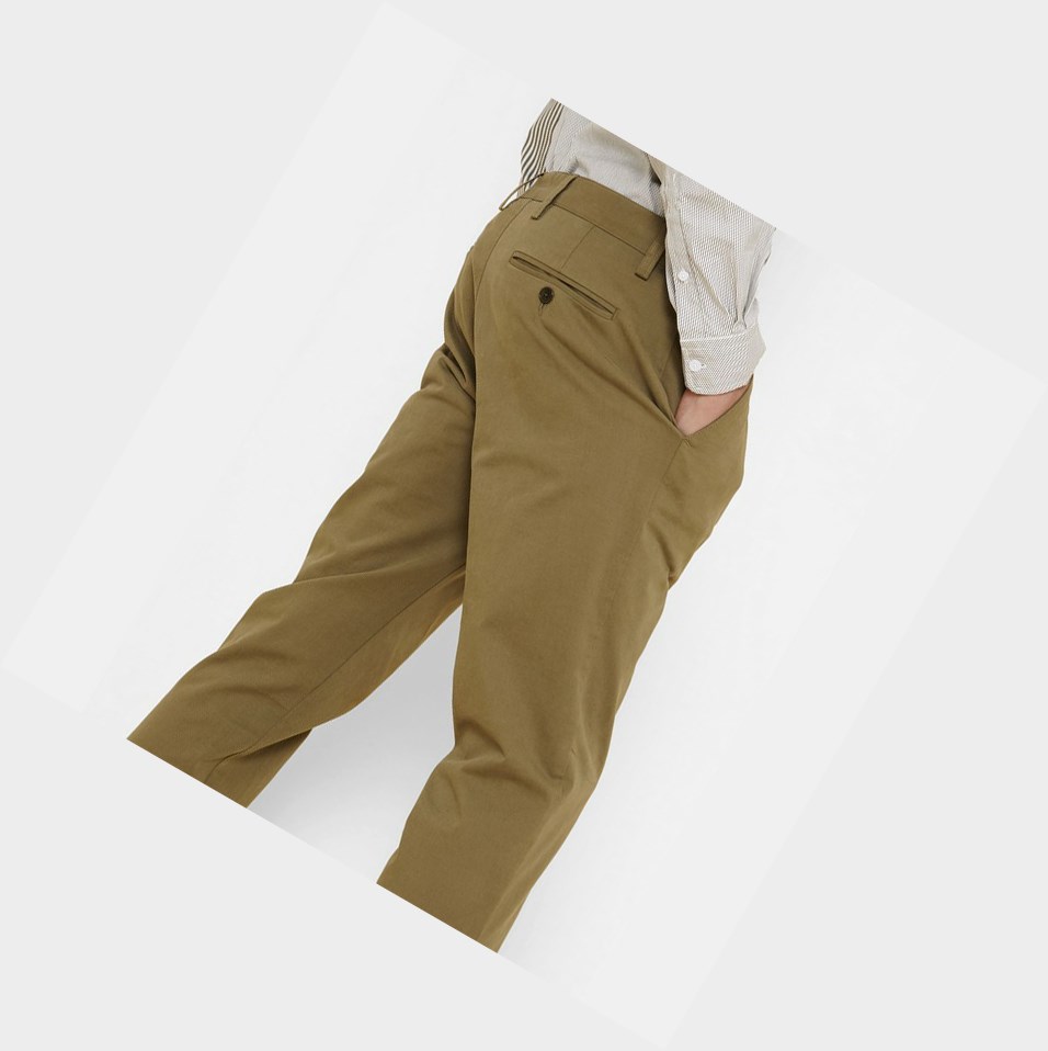 Olive Men's Aigle Cotton Chino Pants | LRKE-14509