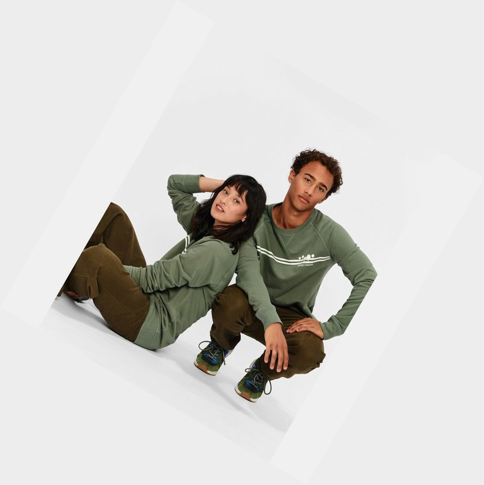 Olive Men's Aigle Crew Neck Sweatshirts | OYWU-90486