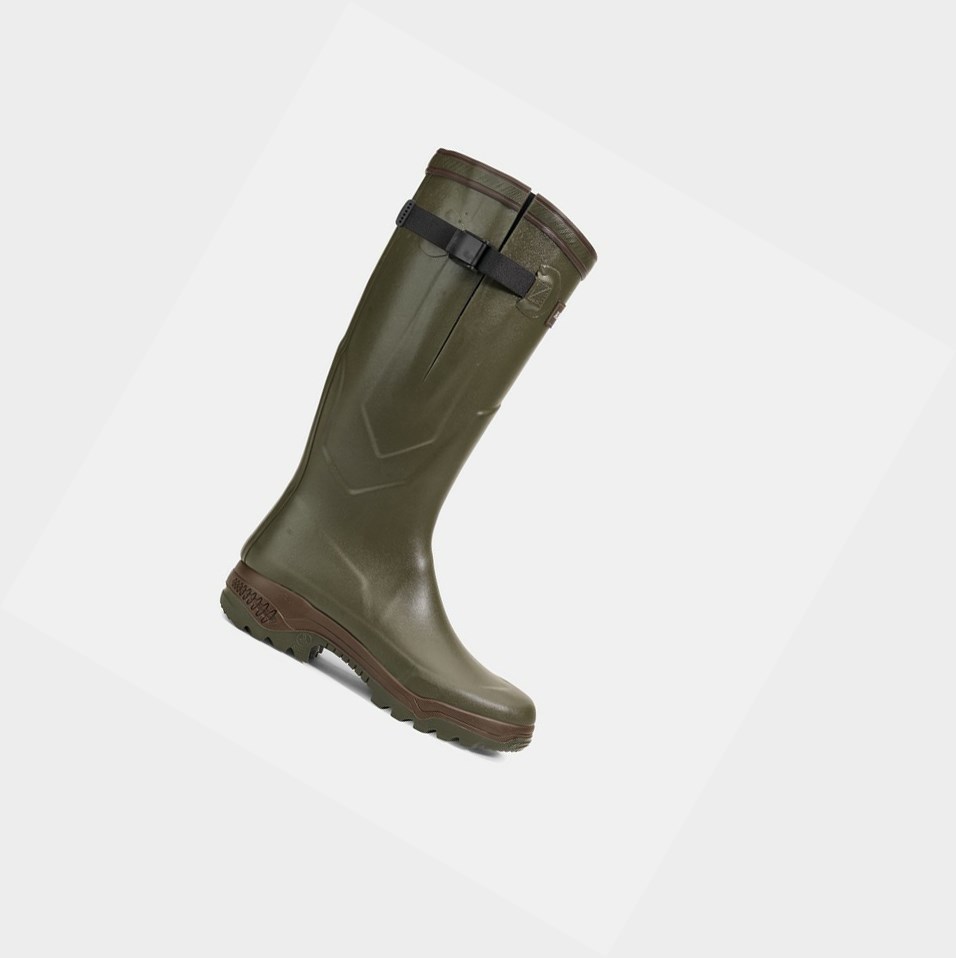 Olive Men's Aigle The First Anti-fatigue Boots Adapted To All Calves Rain Boots | HWZQ-86491