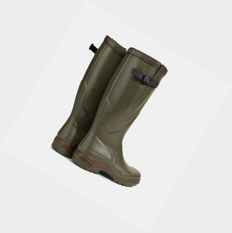 Olive Men's Aigle The First Anti-fatigue Boots Adapted To All Calves Rain Boots | HWZQ-86491