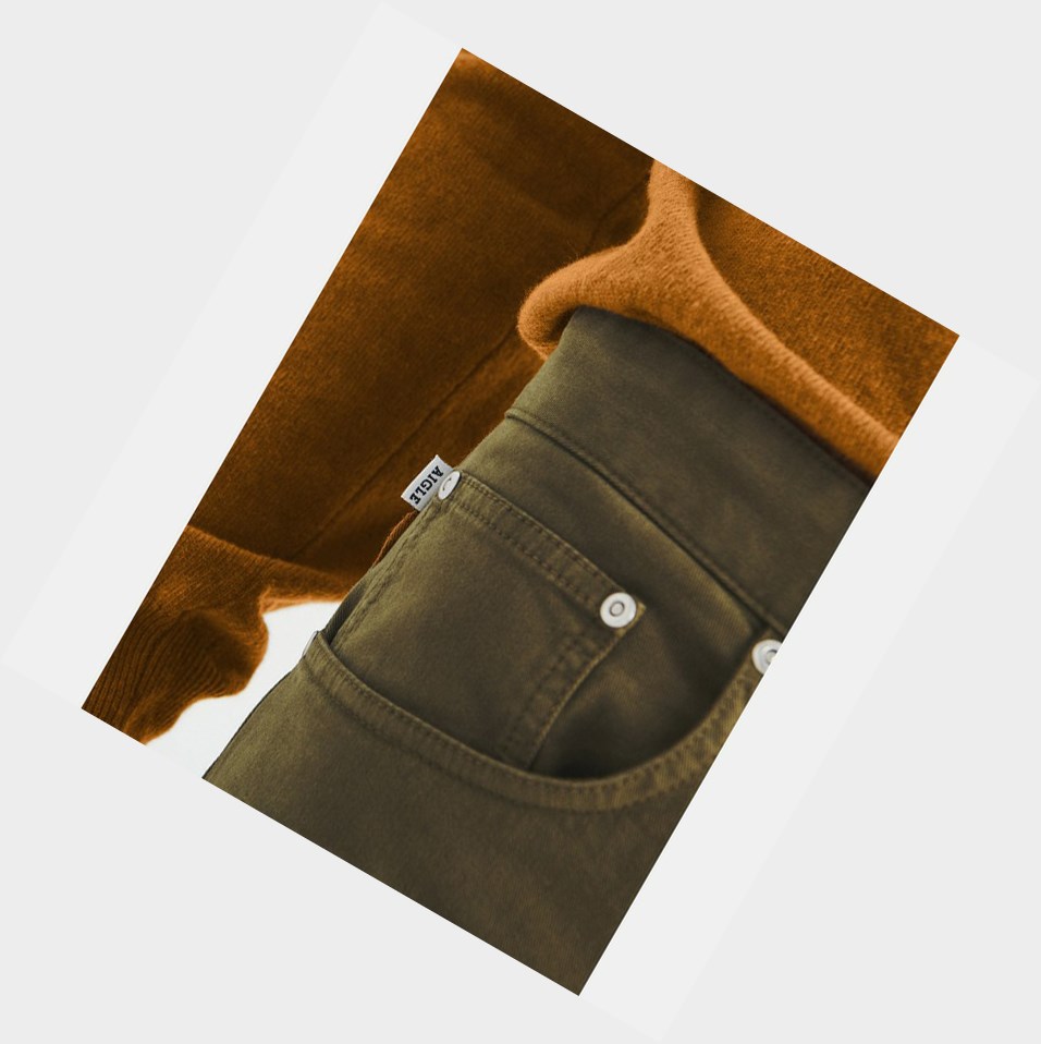 Olive Men's Aigle The Traditional 5-pocket Pants | YKZG-89264