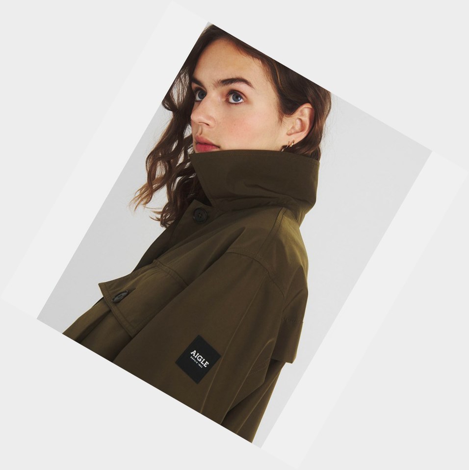 Olive Women's Aigle Military Inspired Short Coats & Jackets | ASHJ-98412