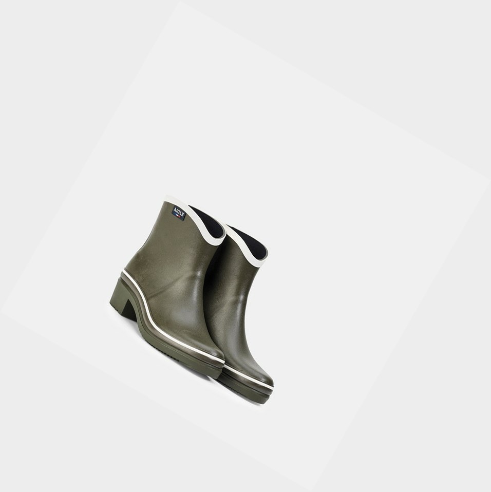 Olive Women's Aigle Rubber Ankle Rain Boots | GWMQ-43178